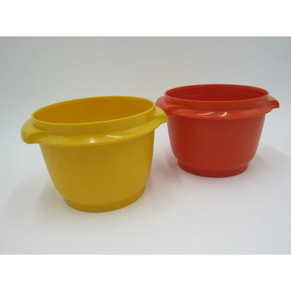 Tupperware Servalier 886 Orange Yellow Harvest Bowls Vintage 70s Retro Soup Cup